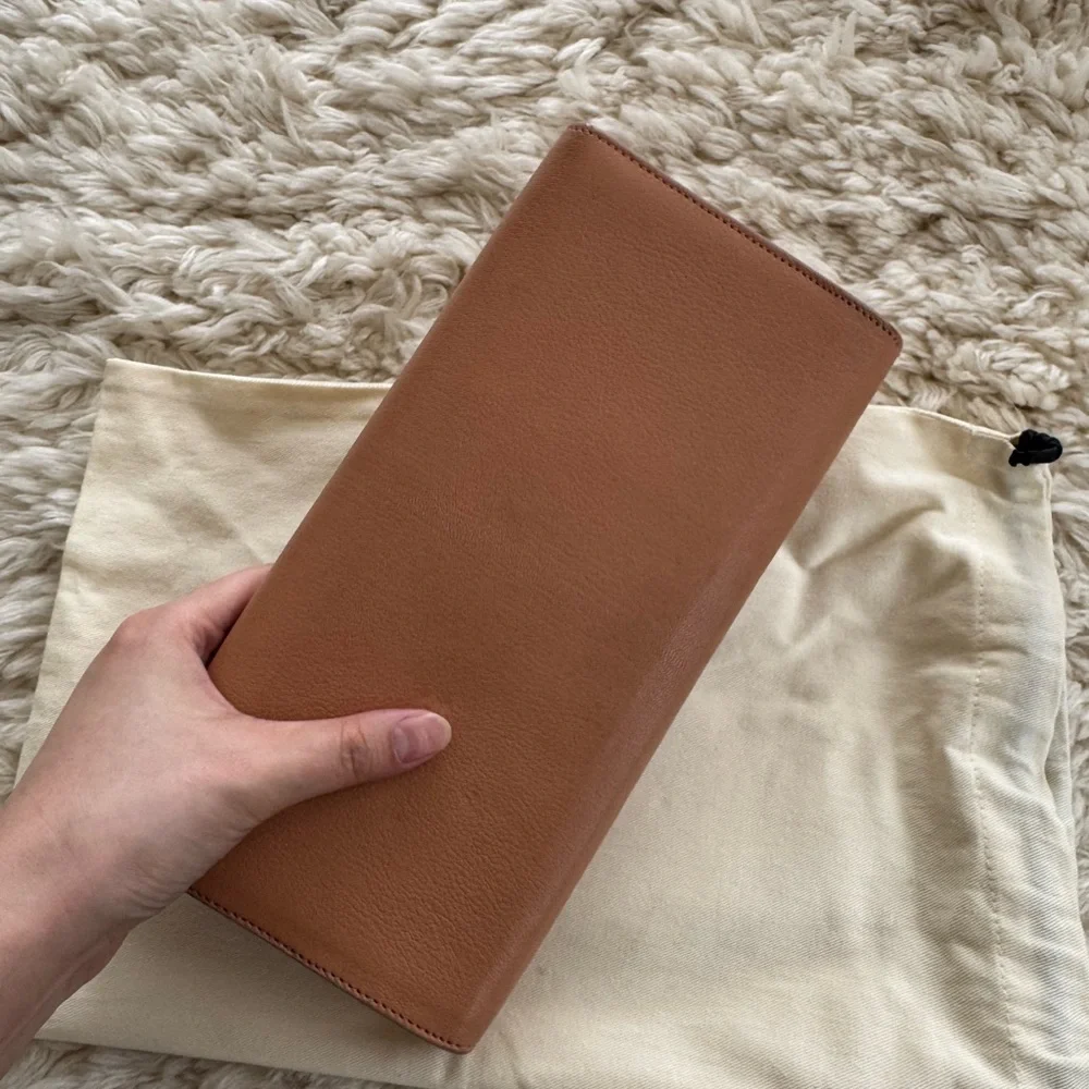 Saint Laurent Brown Leather Clutch with Embossed YSL - Picture 3 of 5